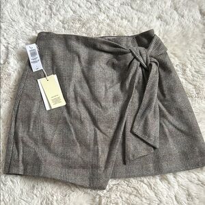 Plaid Brown/Gray Skirt with Bow Detail